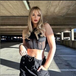 Micas Sleeveless Underbust Black Corset Crop Top Size‎ L